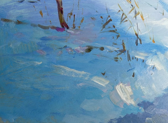 Image 1 of Original Oil Painting Winter Village Landscape After the night snowfall