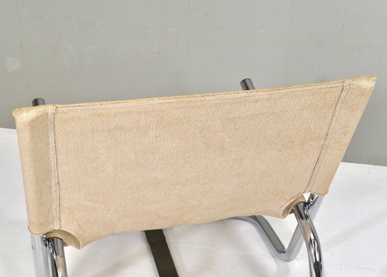 Image 1 of Scandinavische klapstoel in chroom en canvas – jaren 70