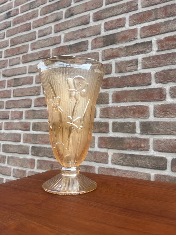 Image 1 of Vintage art deco Jeannette Glass ires Herringbone vase