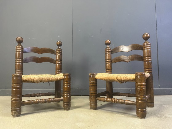 Image 1 of Charles Dudouyt (attr) brutalist children chairs, set of 2, 1960s
