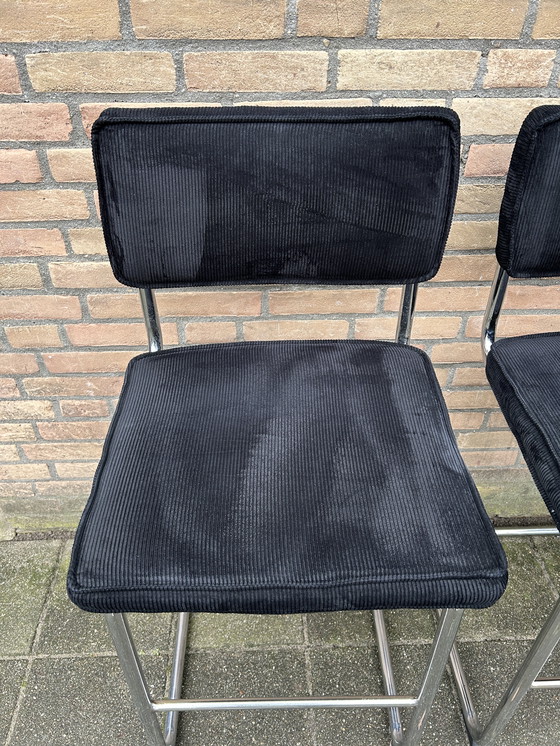 Image 1 of 4 sgabelli da bar a coste con struttura tubolare cromata