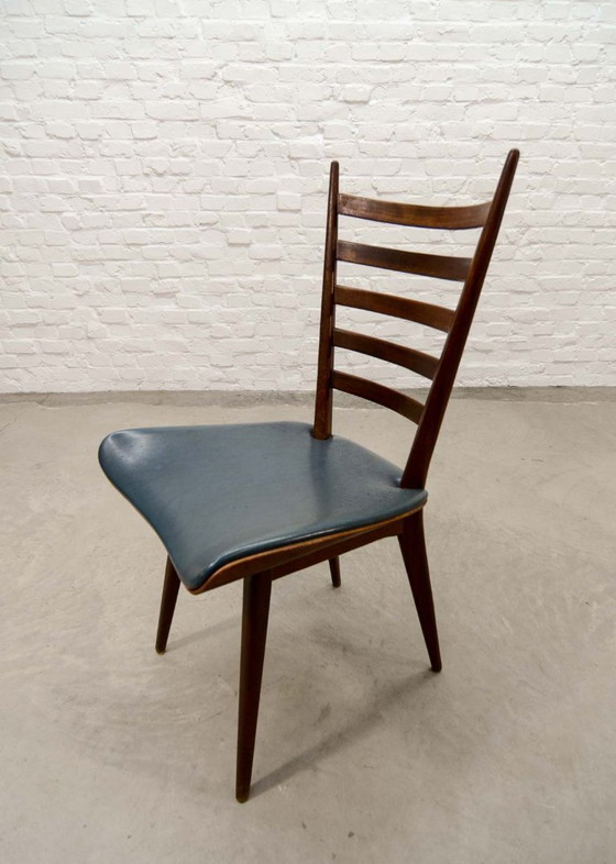 Image 1 of Set of Four ‘Quattro Colori’ Teak and Leatherette Dining Chairs in Style of Cees Braakman. The Netherlands, 1960s.