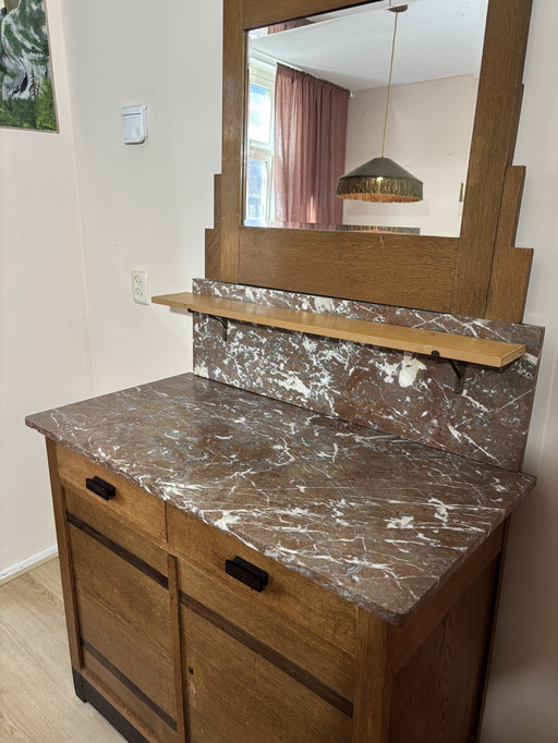 Amsterdam School dressing table with marble top, ca. 1920s