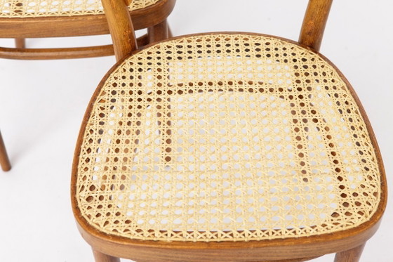 Image 1 of Pair of Vintage Thonet Model 14 Chairs | Radomsko Bentwood Dining Chairs | New Cane Seats