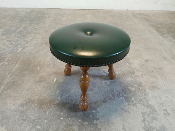 Vintage tripod vinyl stool – Skai, Wood (photo 4 of 13)