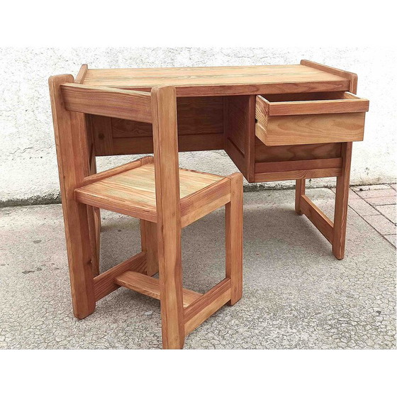 Image 1 of Vintage desk and chair with sled legs, 1970