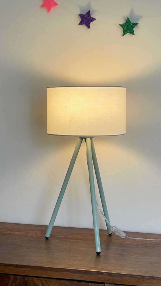 Image 1 of Green Metal Tripod Lamp, 1990s