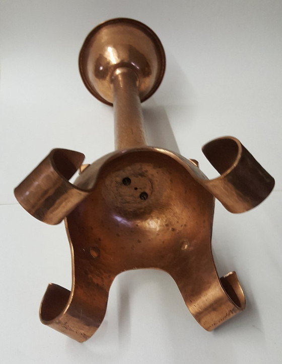 Image 1 of Candlestick, red copper, wrought iron, unique, 1940s-1944s