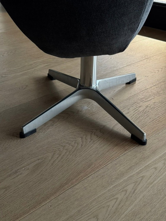 Image 1 of Draaibare design relaxfauteuil met voetensteun (blauwgrijs fluweel)