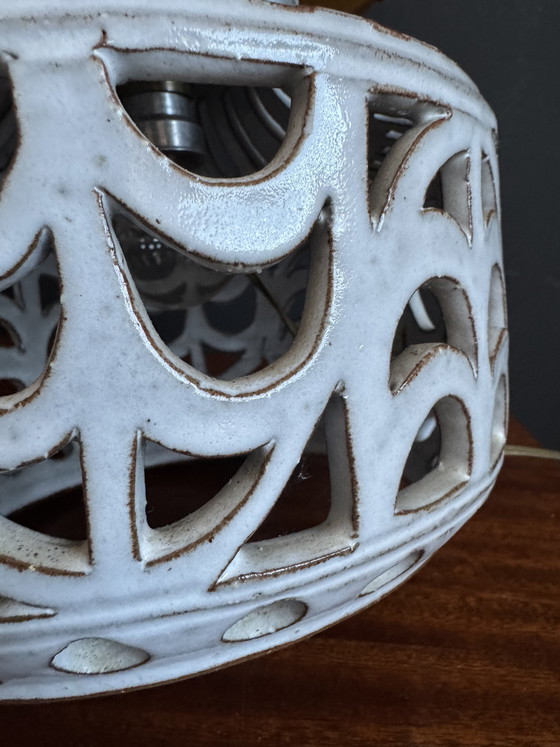 Image 1 of Roger Collet openwork ceramic lamp, 1960s