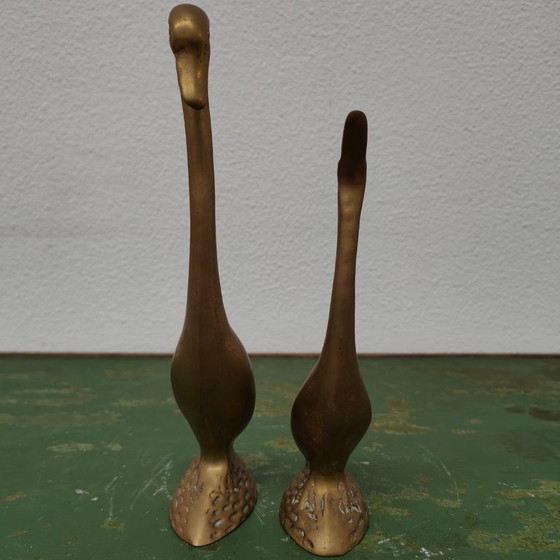 Image 1 of Vintage brass statue of Swans or Geese set by Rosenthal Netter