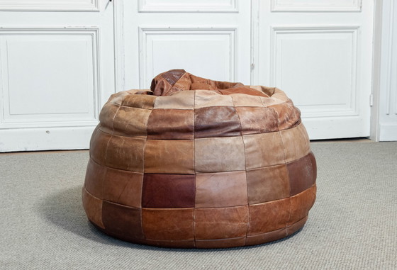Image 1 of Otomana de retazos de cuero De Sede de los años 70