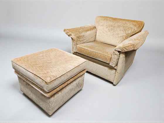Image 1 of Vintage soft-seating lounge chair camel/ bèige velours 1970s