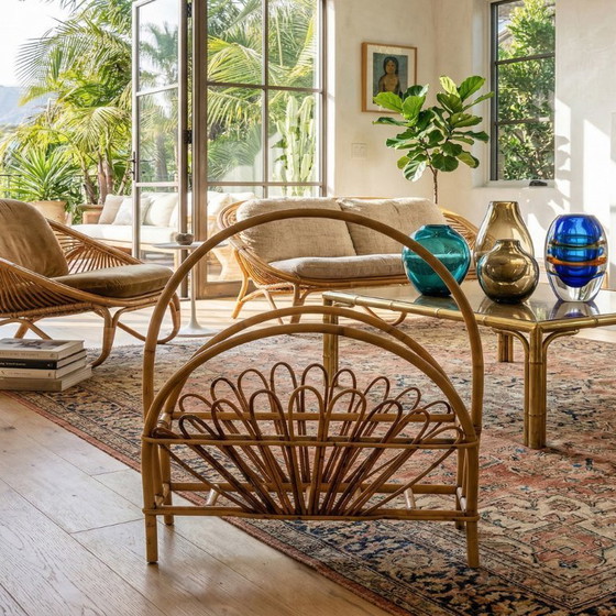 Image 1 of Portariviste di Franco Albini degli anni '60, in bambù e rattan, design italiano.