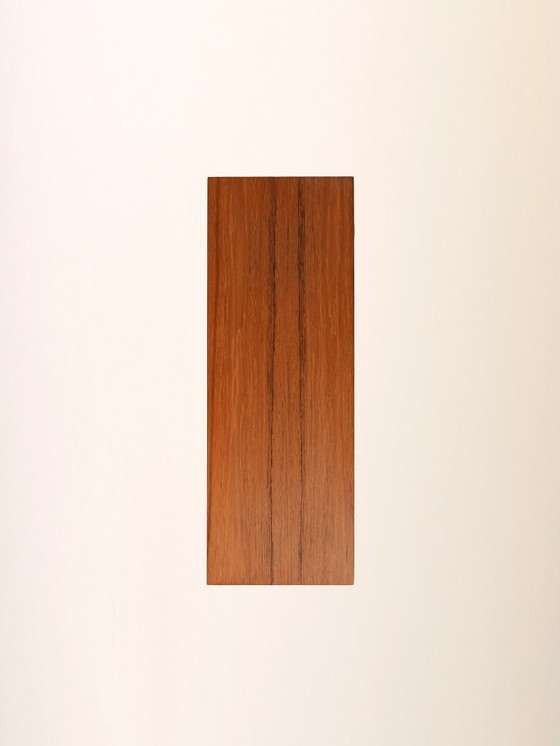 Image 1 of Skandinavischer, wandmontierter Nachttisch aus Teakholz mit zwei Schubladen