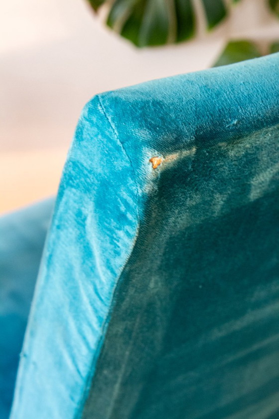 Poltrona scandinava in velluto blu anatra, anni '50-'60 – Poltrone (photo 6 of 7)