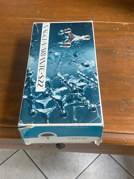 Set van 3 S22 kandelaars en 9 verstelbare NAGEL kaarsen, vintage jaren 70, originele doos (photo 20 of 20)