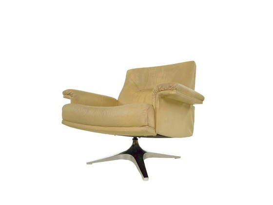 Image 1 of Poltrona vintage De Sede DS-35 in pelle anilina color crema – design svizzero anni '70