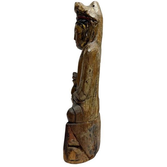 Antique wooden Kwanyin statue with ritual opening – Sculpture (photo 7 of 10)
