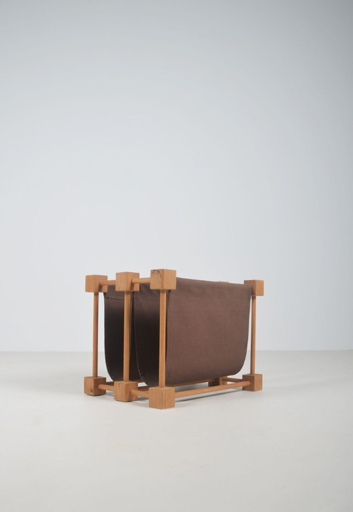 Portariviste doppio in legno con lino, anni '60