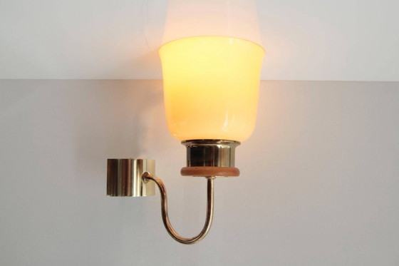 Image 1 of 2er Set Wandlampen Messing Glasschirm 80er J Vintage