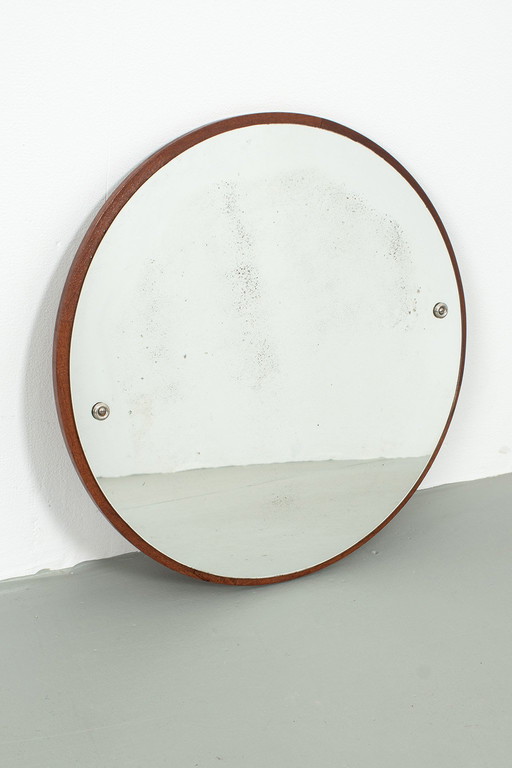 Round teak mirror