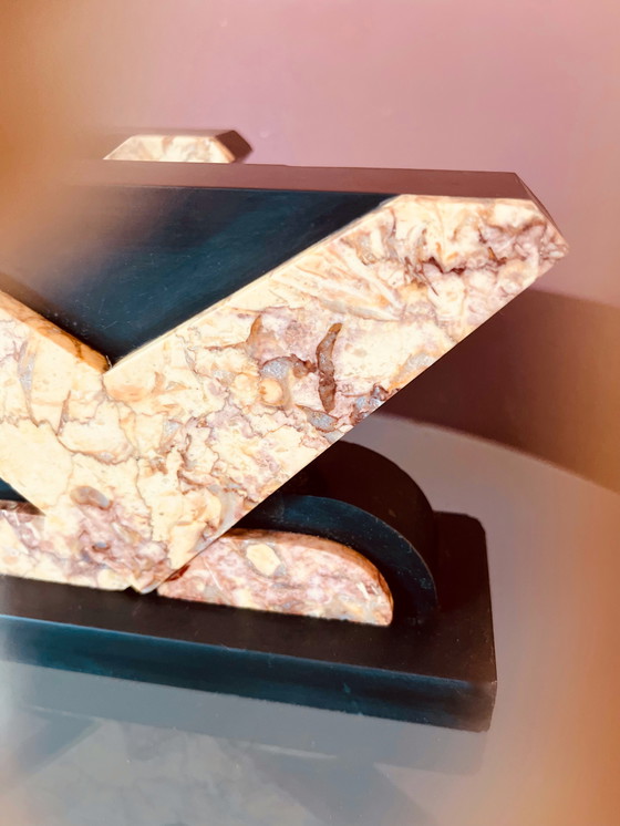 Image 1 of Set aus Art-Deco-Buchstützen aus Marmor