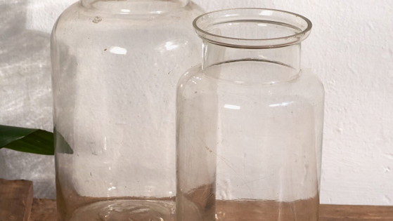 Small antique jars (c.1920). Set of 2 pieces #56 – Decorative Objects, Glass (photo 3 of 10)
