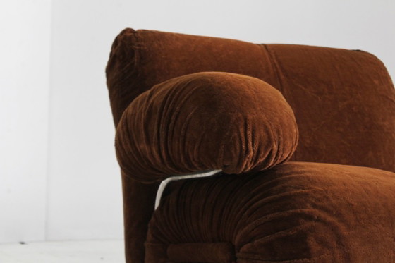 Modulaire bank, bruin fluweel-achtig, Modulaire banken, Textiel, Vintage (foto 8 van 10)