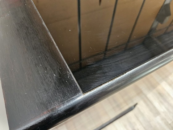 Image 1 of Buffet Art Déco des années 1950 en racine de bruyère et bois laqué, avec plateau en verre