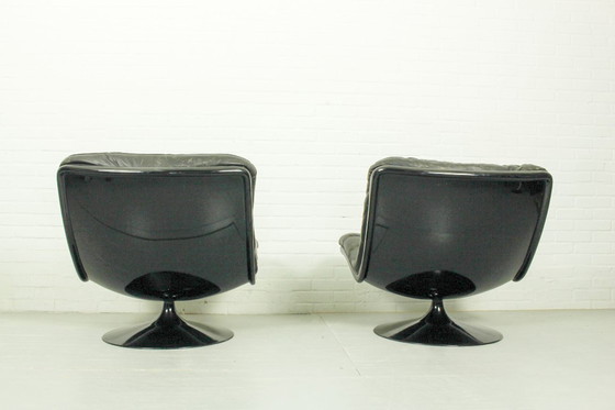 Image 1 of Set di 2 sedie girevoli F978 di design olandese vintage di Geoffrey Harcourt per Artifort, 1960