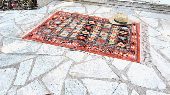 Image 1 of Tappeto vintage in seta e cotone - 142 x 84 cm