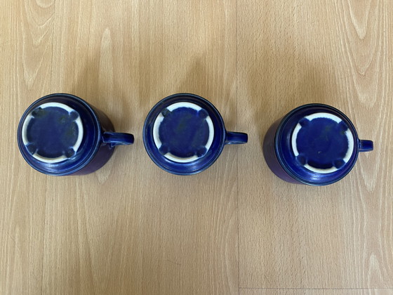 Image 1 of 5 Blue Vintage Cups and Saucers Suisse Langenthal and 3 Loose Cups