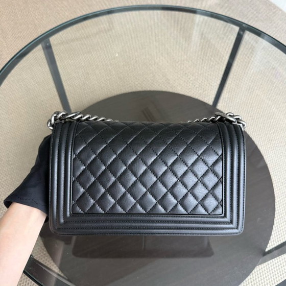 Image 1 of Chanel Boy Medium - 25CM Quilted Calfskin Black Ruthenium Silver Hardware