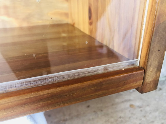 Image 1 of Vintage Wall Mount Shelf With Plexiglass Sliding Doors 1970’S