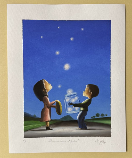 Pintura Giclée de Diego Santini Fine Art, 40x50cm, Iluminemos el cielo. – giclee prints, Paper