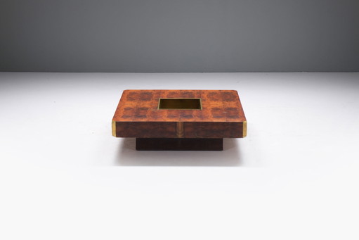 Vintage Alveo Couchtisch mit Bar aus Wurzelholz von Willy Rizzo für Mario Sabot