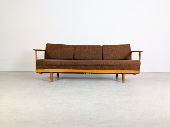 Image 1 of Vintage bank van Walter Wilhelm Knoll, uitschuifbaar, walnoothout