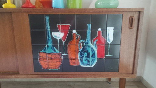 Large sideboard, mid-century by Alfred Hendrickx – dressoirs, Ceramic, Metal (photo 2 of 6)