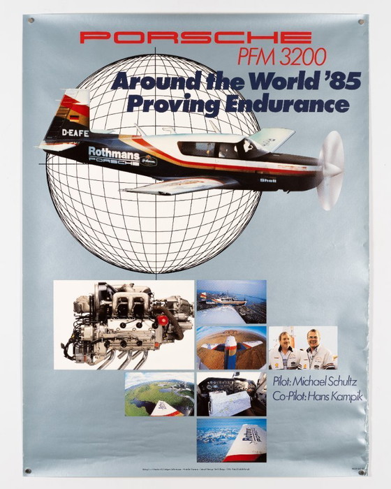 Image 1 of Porsche PFM 3200 in giro per il mondo – 1985 – Poster originale Porsche d'epoca – Motorsport d'epoca – 102x76 cm