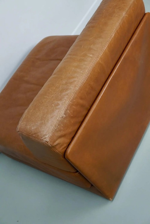 Sillón/sofá cama De Sede DS 76 en cuero color coñac, Suiza, década de 1970