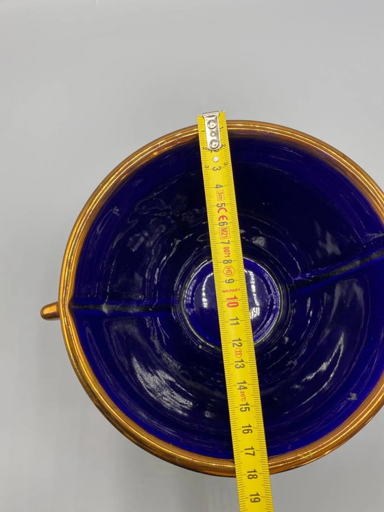 Ceramic two-handled cup – Cobalt blue and gilded roses – Signed Arnaldo – Spain – 1960s-1980s – Crockery (photo 6 of 9)