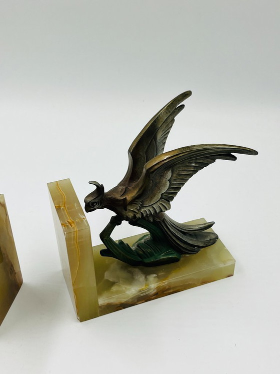 Art Deco Onyx Birds of Paradise Bookends – Decorative Objects, Marble, Metal (photo 3 of 14)