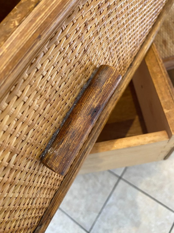 Commode 3 Tiroirs en Rotin Bambou Cannage Vintage Années 70 – Rattan, Wicker (photo 13 of 14)