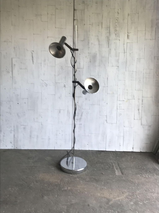 Mid-Century Chrome Plated 2-Light Floor Lamp, 1960s