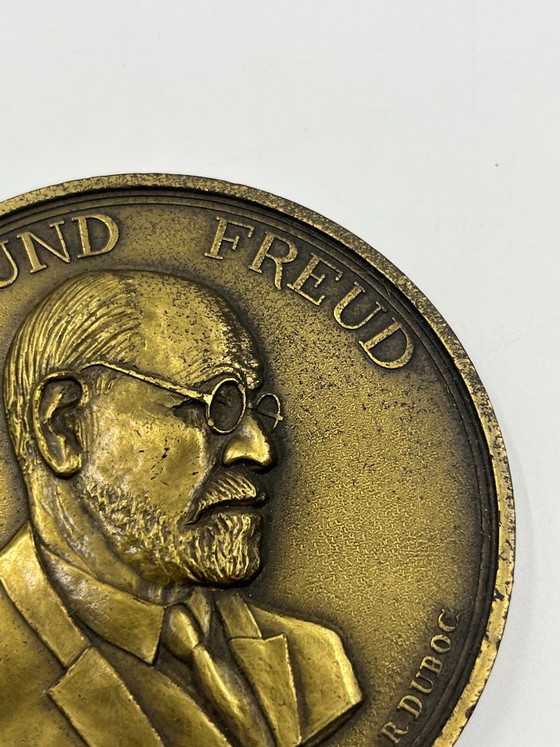 Medaglia Commemorativa Sigmund Freud di R. Duboc, Robert Laffont, Oggetti decorativi, Bronzo, Dorato, Vintage (foto 4 di 6)