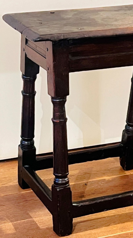 Image 1 of Taburete/mesa auxiliar antiguo de roble inglés