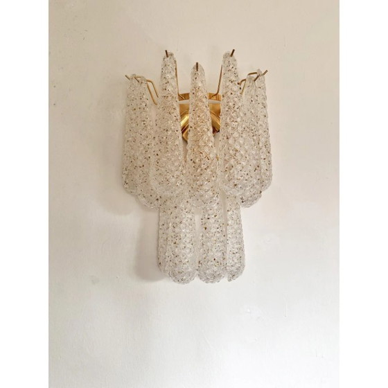 Image 1 of Set of 2 Modern “Conchiglie” Gold Murano Glass Wall Sconces