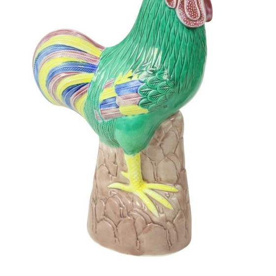 Image 1 of Coq en porcelaine polychrome émaillée