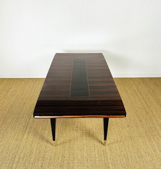 Tavolo da pranzo allungabile Art Déco in ebano Macassar, 1940 – eettafels, Wood, Copper (photo 2 of 15)